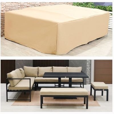 Protection Cover for Arial 9-Seater Outdoor Sofa - L210 x W255 x H80cm - Beige - Image 2