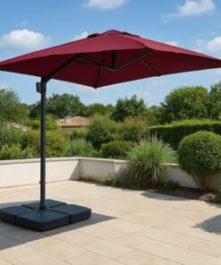 Alternative view of Aluminum Parasol with water base-225×41×136-Red wine -1 year Warranty