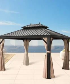 Alternative view of Extend Waxed Garden Gazebo with Waterproof Curtain and Mosquito Net ( Grey )