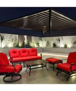 Athene Outdoor Sofa Set- 105×55×45CM- Black frame/ Red cushion- 1 Year