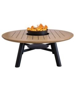 Small Round Fire Pit Table Color Natural Teak & Black