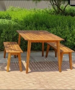 Alternative view of Outdoor Wooden Table & Bench Set