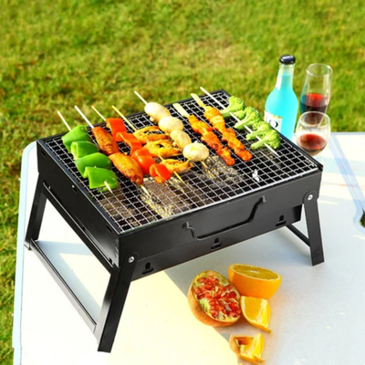 Portable Barbeque Charcoal Grill Black/Silver 35x27.5 Cm - Image 2