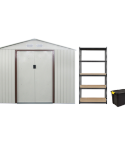 Alternative view of CamelTough Outdoor Metal Storage Shed 9.1 X 6.3 feet, With Shelf Rack and Heavy Duty Storage Box 60 Liters, Garden Shed Combo, Weather Resistant, for Tools Patio Furniture and Garage – CT-205