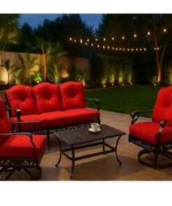 Alternative view of Schondor-Outdoor Sofa set -Ath-COF-SET-005-105x55x45 CM-Aluminum-black frame-RED