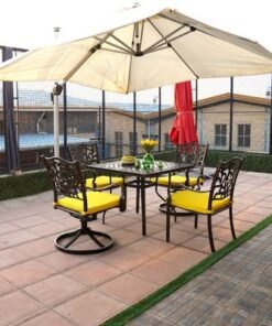 Santorini Outdoor Set- 92×92×74CM- Black fram/Yellow cushion- 1 Year