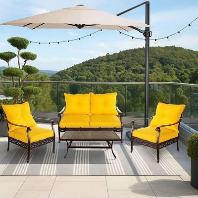 Outdoor Sofa Set -Phil-COF-SET-004-105x55x45 CM-Alminium-Yellow - Image 2