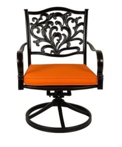 Santorini Outdoor Set- 92×92×74CM- Black frame orange cushion- 1 Year