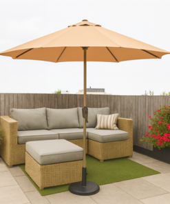 Alternative view of Velcro Round Outdoor Umbrella with Rotating Handle UV-Resistant Canopy for Patio & Garden Valet Parking