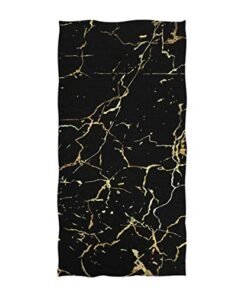 Naanle 3D Stylish Gold Marbling Print Soft Large Hand Towels Multipurpose for Bathroom Hotel Gym and Spa 16 x 30Black Floral