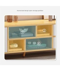 JCB CHIC Modern White TV Stand, Large TV Stand Shelves, Living Room Entertainment Center Wood Media Console Table with Storage and 4 Drawers - Image 4