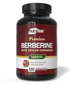 NutriFlair Premium Berberine HCL Organic Ceylon Cinnamon 120 Capsules 1450mg Plus