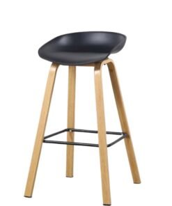 High Stool for Office, Lobby, Clubs, Bars, Reception, Bar Stool with Wooden Legs, Black