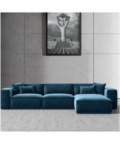 Karnak Carol Corner l L-Shaped Luxury Sofa For Living Room Solid Wood Corner Modern Design Couch, Velvet Upholstered Color (Left, Torqouise)