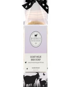 Dionis Goat Milk Bar Soap Shower & Bath 3 Pc Travel Set with Saver Pad & Exfoliating Scrubber - Moisturize & Massage - Triple Milled Gentle Body Wash Cleanser Creamy, Rich Lather, Lavender Blossom