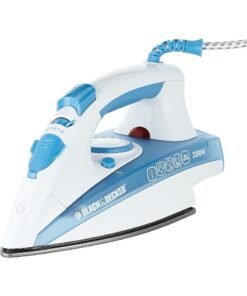 BLACK+DECKER Steam Iron, Non-Stick Soleplate, Vertical Steam Function, Adjustable Temperature & Steam, Dry/Spray/Steam Modes, Burst Steam Option, Measuring Cup Included, 220 ml 2200 W X2000-B5 Blue/White