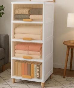 MECHDEL Foldable Wardrobe with 1 Door - Transparent, 4Pcs (45 X 38 X 32cm) Plastic Cloth Rack for Clothes Storage