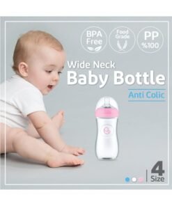 Umomy 6M Baby Bottles for Newborn, PP Anti-Colic Infant Bottles, Silicone Rubber Teat, Wide Neck Breast-Like Nipple, BPA Free Medium Flow, Blue, 125ml - Image 3