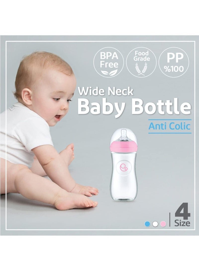 Umomy 6M Baby Bottles for Newborn, PP Anti-Colic Infant Bottles, Silicone Rubber Teat, Wide Neck Breast-Like Nipple, BPA Free Medium Flow, Blue, 125ml - Image 3