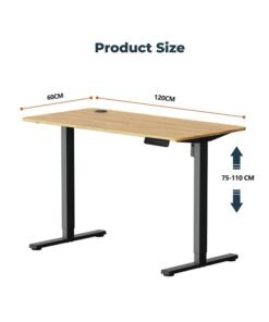 Alternative view of Flexispot Essential Standing Desk, FLEXISPOT Height Adjustable Standing Desk with Memory Controller, 120*60cm desktop, Electric Sit Stand Desk for Home and Office, Black & Maple