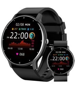 RollsTimi  Smart Watch for Women Men,Fitness Tracker with Heart Rate Sleep Monitor IP67 Waterproof 1.28" Full Touch Screen Fashion Sports Watch for Android IOS,Black