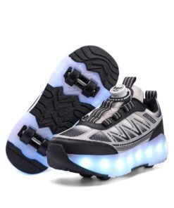 HFXC Roller Skates 4 Wheels Shoes for Kids New Upgrade Skates Sneakers LED Light Up Rechargeable Sport Sneaker for Boys Girls Beginner More Balanced