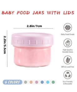 Beauenty 6-Pack Glass Baby Food Storage Containers - 4 oz BPA Free Baby Food Jars with Lids,Small Glass Containers, Baby Food Containers Glass,Dishwasher,Microwave & Freezer Safe