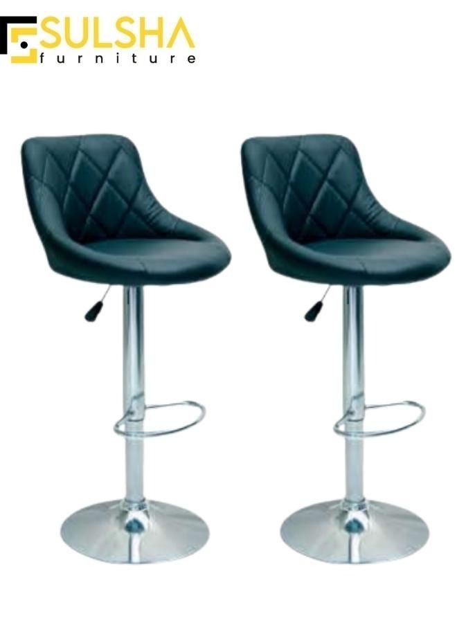SULSHA 2 Piece PU Leather Round Bar Stool with Back Rest Height Adjustable Swivel Pub Chair Home Kitchen Bar stools Backless Stool with Footrest (C-Orange)