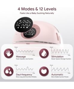 Jccgoo Heated Base Hands Free Breast Pump, Wearable Breastfeeding Pump of Baby Heated Dustproof Base, Automatic Voice Prompts, LED Display with 4 Modes &12 Levels, Memory Function - Image 3