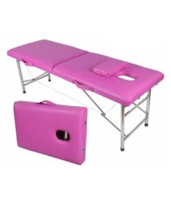 brunson Portable Massage Bed Foldable Massage Tables with Pillow SPA Bed with Stainless Steel Frame 2 Fold Black for SPA Salon Tattoo Massage Therapeutic Treatment Massage Table Adjustable Table 180cm Long 70cm Wide 2 Fold PU Portable Salon Massage Bed
