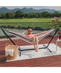 Alternative view of MOMENT Hammock With Stand For Outside, Heavy Duty Space Saving Steel Stand With 450 Lb Capacity, Double Hammock With Portable Carrying Bag, Hamacas Para Adultos For Outdoors, Patio, Garden, Yard