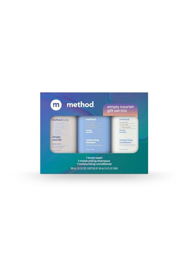 Method Body Wash and Hair Care Gift Set, Simply Nourish, 3.4 oz Travel Size Bottles