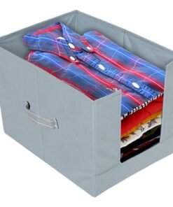 Kuber Industries Non-Woven Foldable Shirt Stacker with Carrying Handle|Cloth Wardrobe Organizer|Size 38 x 29 x 28 CM(Grey)-KUBMART2868