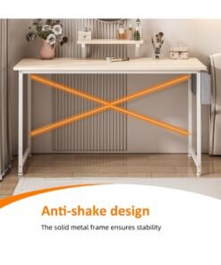 ALIVINGHOME Computer Desk Home Office Writing Study Desk Modern Simple Style Laptop Table With Storage Bag and  Monitor Stand  ，110 *50*73cm - Image 4