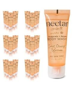 world amenities Nectar Bulk Body Wash - Sweet Orange Blossom, Mini Travel Size Toiletries - Hotel Amenities, Airbnb Rentals, Suitable for All Skin Types (1.00 Fl Oz, 25 Count)