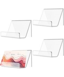 TPGP 4 X Business Card Display Stands 9 X 6.5 Cm Acrylic Business Card Holder Transparent For Office, Hotels And Worktops