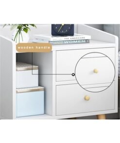 Alternative view of CityRiya-Long Nightstand Bedside Table 60*40*60cm End Table Bedside Storage Cabinet Side Table with Drawer for Bedroom Living Room (Warm White)