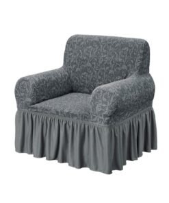 Fabienne Jacquard Fabric Stretchable One Seater Sofa Cover Grey