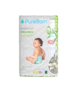 PureBorn Organic Bamboo Tape Style Diapers Size 4 6-12 Months Eco-Friendly Nappies With Wetness Indicator 48 Diapers