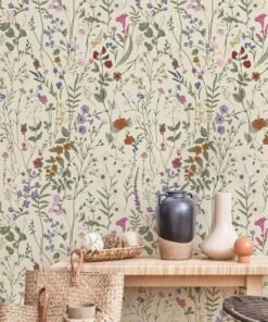 GUDOO Floral Wallpaper Peel and Stick - Farm Floral Wall Paper Wildwood Self Adhesive Contact Paper for Home Bedroom Cabinets and Kitchen Countertop ThickenStick on Wallpaper