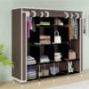 GTC 12-Shelf Collapsible Wardrobe – Portable Foldable Brown Almirah with Plastic Frame, Fancy Layer Rack for Clothes Organizer (Model 88370)