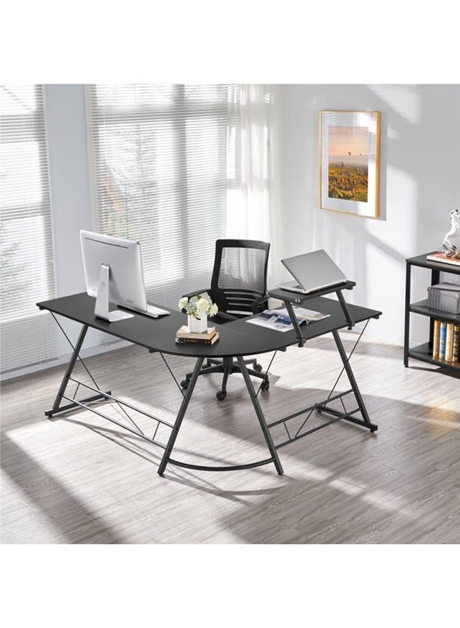 SKY-TOUCH L-Shaped Computer Desk|Gaming Desk |PC Workstation|Home Office Desk|Corner Desk Study Desk with Removable Monitor Stand