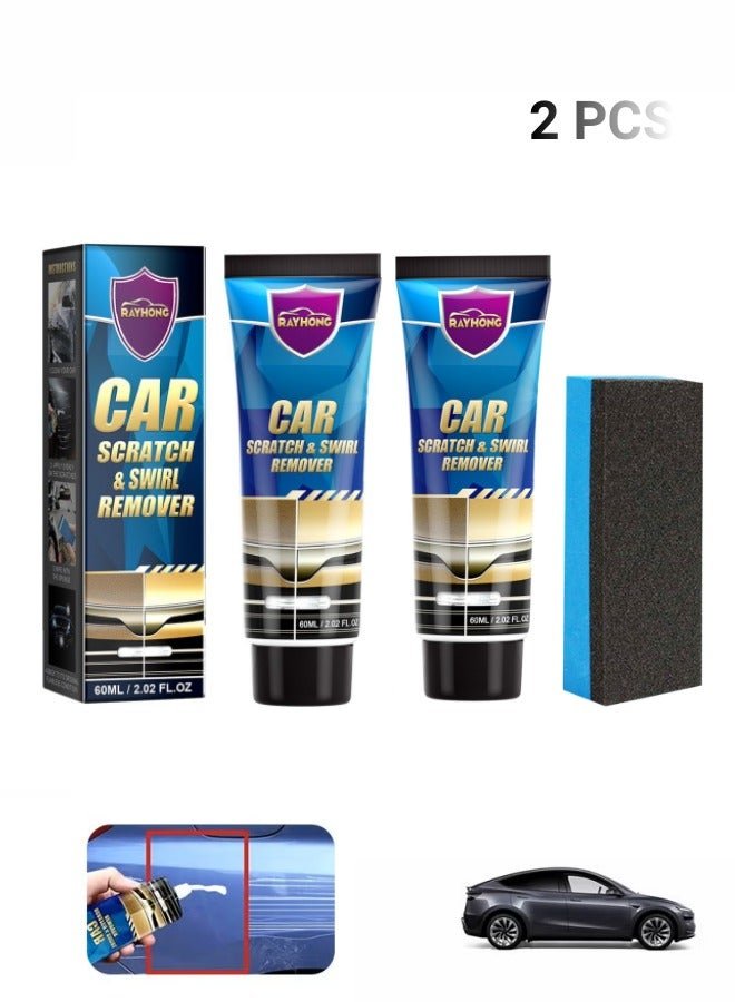 RAYHONG Car Scratch Remover, Premium Car Scratch Remover Kit, 2 Pcs 60ml Car Scratch Repair Paste, Car Paint Scratch Remover, Repair Polish Paint for Deep Scratches
