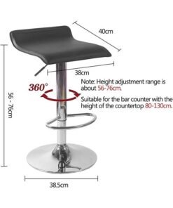 JCB CHIC Bar Stool Chairs High Stool Chair Adjustable Stool ，PU Leather with Chrome Base, Pub Counter Chair（black）