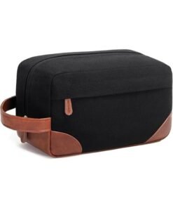 Vorspack Travel Toiletry Bag - Hanging Toiletry Bag for Men Water Resistant Canvas Shaving Bag for Travel, Black, Large