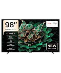 TCL 98 Inch Smart TV 4K QD-Mini LED Gaming Google TV, 144Hz Native Refresh Rate, Precise Dimming Series Up to 2048 Zones, CrystGlow HVA Panel, HDR 3000 nits, Ultra Slim Design (2025 Model) 98C7K black