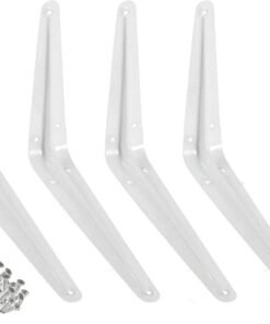 MAX-EMA GLOBAL MAX-EMA White Wall Shelf Bracket Heavy Duty L Bracket Corner Brace Support 4Pcs - 4" x 5" Decorative Metal Joint Angle Bracket For Hanging Floating Shelf Shelves Wall Hanging Bracket With Screws