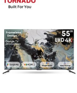 TORNADO 55 Inch 4K ULTRA HD Smart TV, Google TV with Hands Free Voice Control, Built-in Receiver, Dolby Vision Atmos, HDR 10+, Game Mode, Wide Colour Gamut, DTS HD, Google TV Android 55UA3400G Black