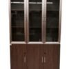 SULSHA Modern 3 Door Wooden File CABINET & Book Shelf Glass Door With Aluminium