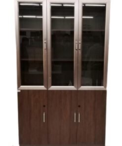 SULSHA Modern 3 Door Wooden File CABINET & Book Shelf Glass Door With Aluminium